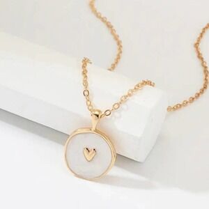 WHITE Resin Heart Lucky Charms Necklace